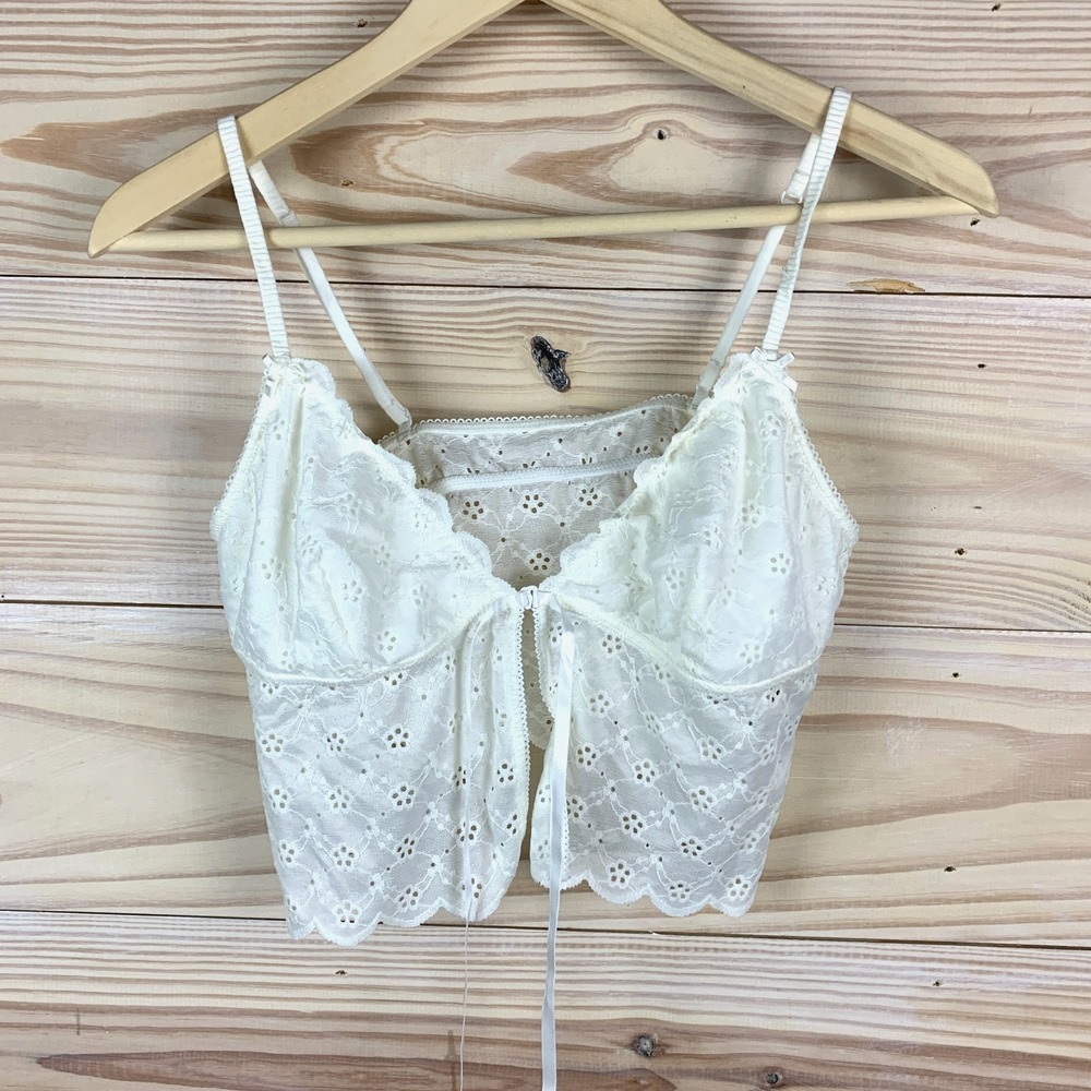 Cotton On Body Bralette‎ Large Eyelet Lace Scalloped Croquet Babydoll Cottage